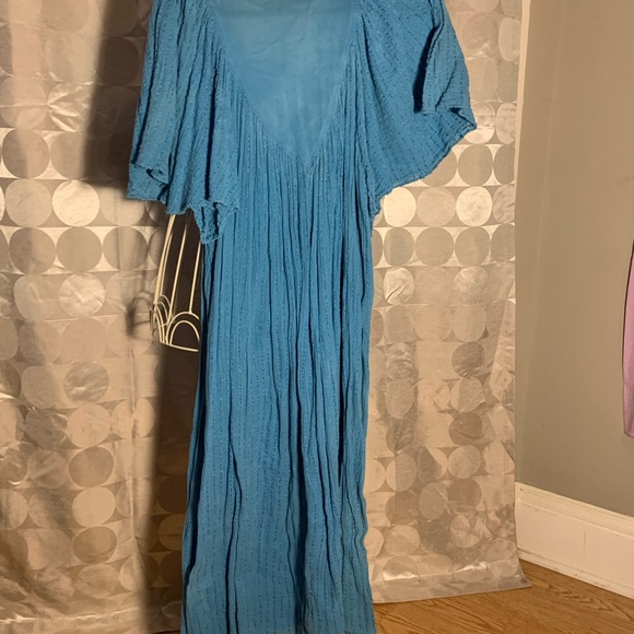 Blue crepe fabric loose house dress - Picture 2 of 2